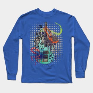 Grunge Guitar Illustration Long Sleeve T-Shirt